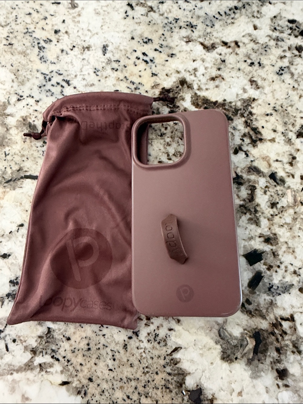 14 Pro Max Brown Phone Case with Grip Strap
